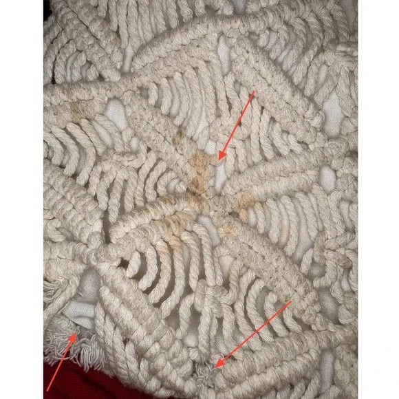 Boho Macrame Straw Tote Bag Wooden Handles Cream Beach Purse - Picture 5 of 5